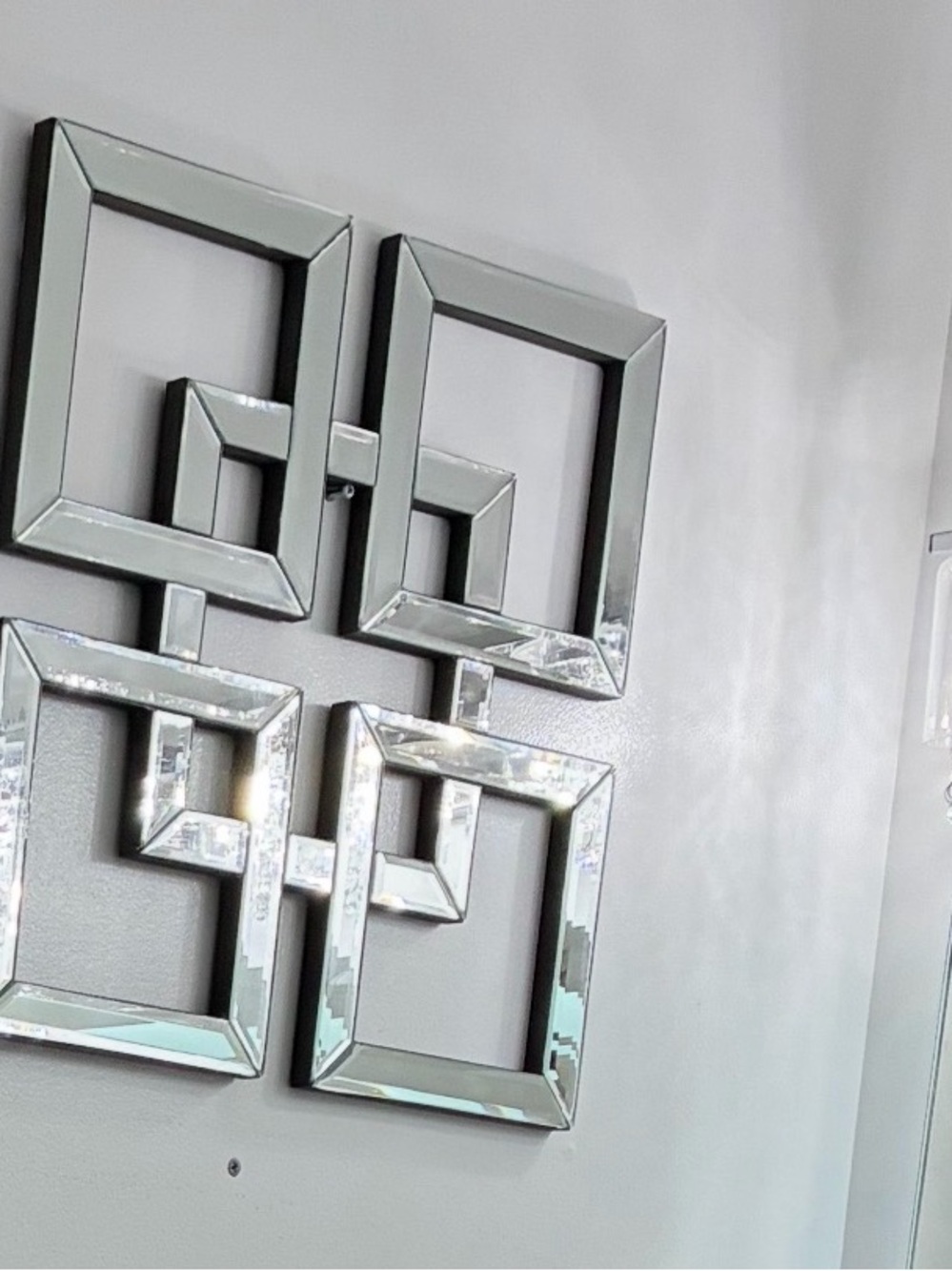 Mirrored Geometric Square Wall Decor - Silver - 2 piece